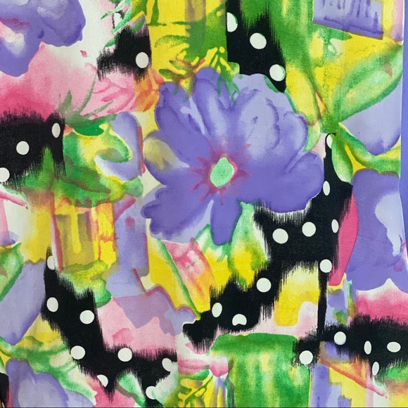 Vintage Purple Floral Print Polka Dot Button Up - Picture 13 of 16